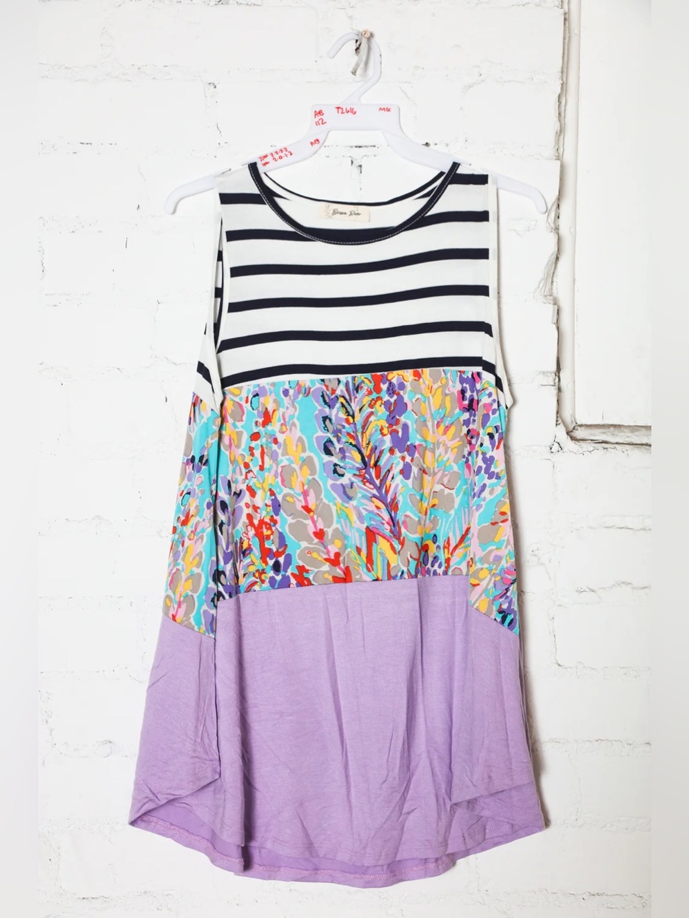 Beeson River Lilac Stripe Color Block Tank Top Women’s  New Boutique